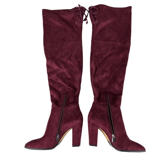 VINCE CAMUTO TAPLEY Burgundy Thigh High Block Heel Long Boots - Picture 7 of 14